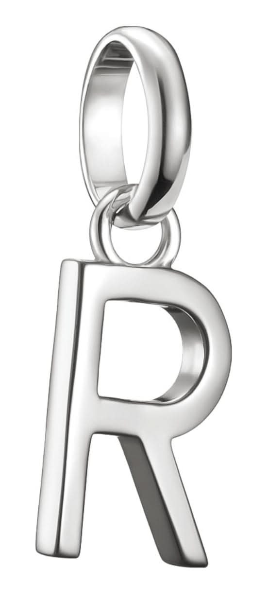 Colgante Charm de plata con forma de la letra R y asa