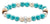 Pulsera de perlas con cuentas de piedra turquesa y perlas blancas, cierre de charm plateado