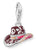 Colgante Charm de Plata: Sombrero de Cowboy en Burdeos con Símbolo de Paz y Piedras Decorativas
