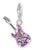 Colgante Charm de guitarra eléctrica plateada con esmalte morado, estrellas y medallón
