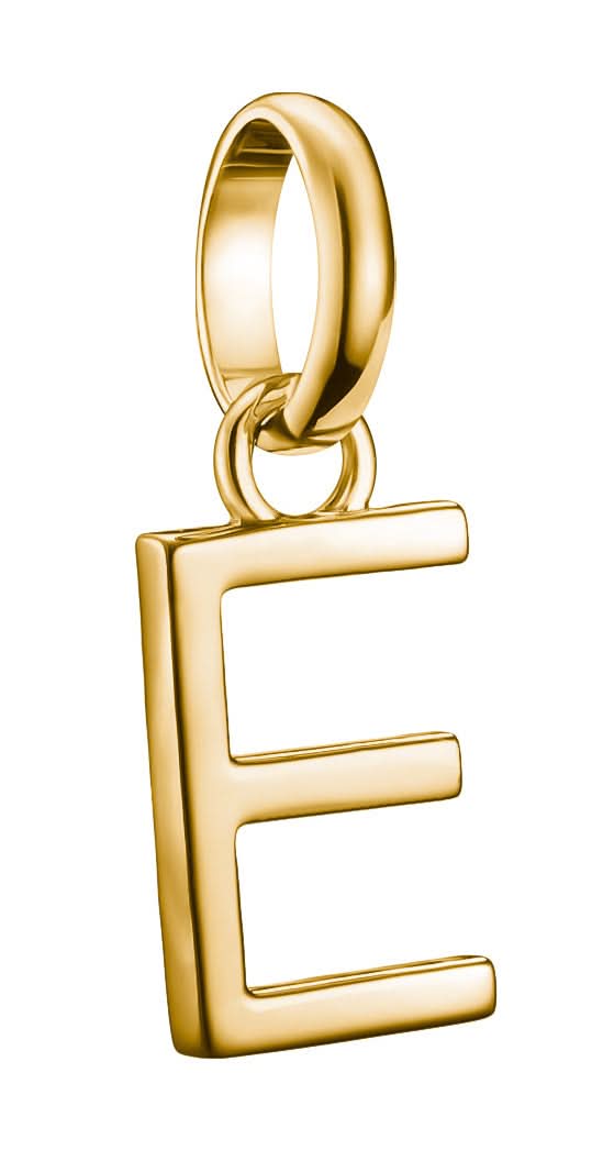Colgante Charm bañado en oro con letra E