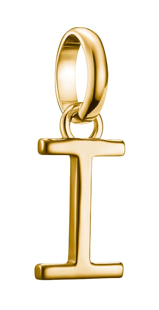 Charm colgante chapado en oro letra I con ojal