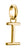 Charm colgante chapado en oro letra I con ojal