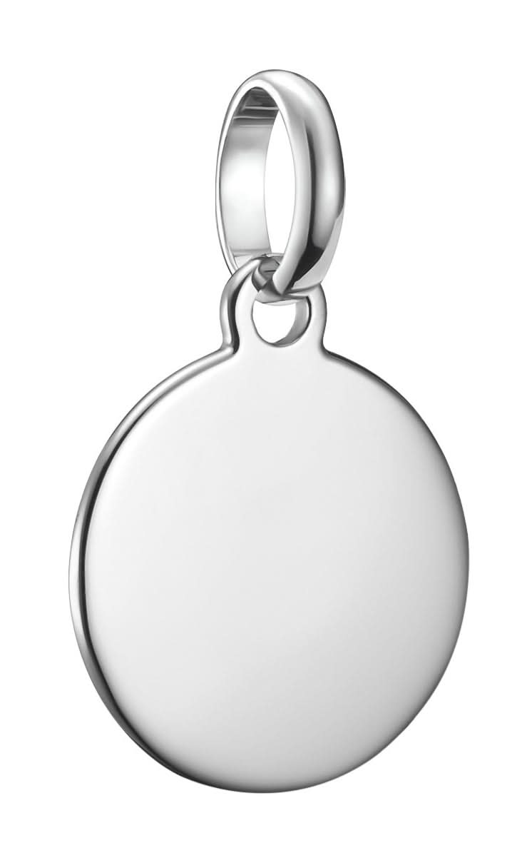 Colgante de charm de plata con forma de moneda redonda y ojal
