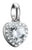 Colgante de charm de corazón plateado con borde de piedra y gran piedra transparente