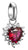 Colgante de charm plateado con corazón de piedra roja en bisel de garra y ojal superior