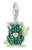 Charm colgante de rana plateada con corazón, puntos verdes y patas amarillas