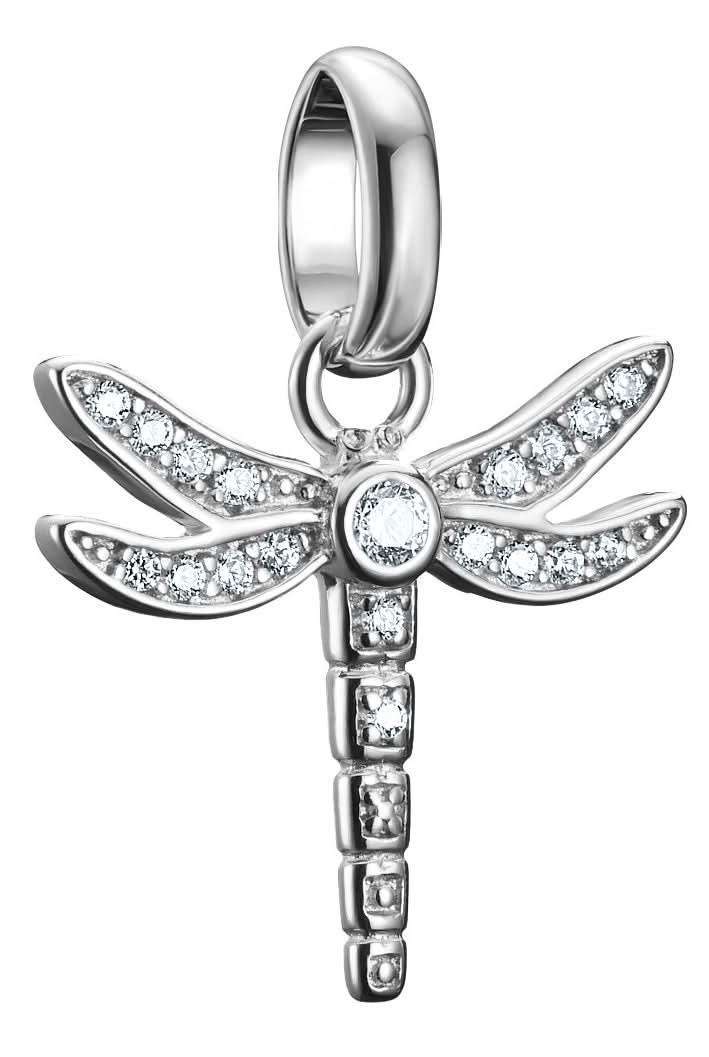 Colgante de libélula de plata con piedras y ojal