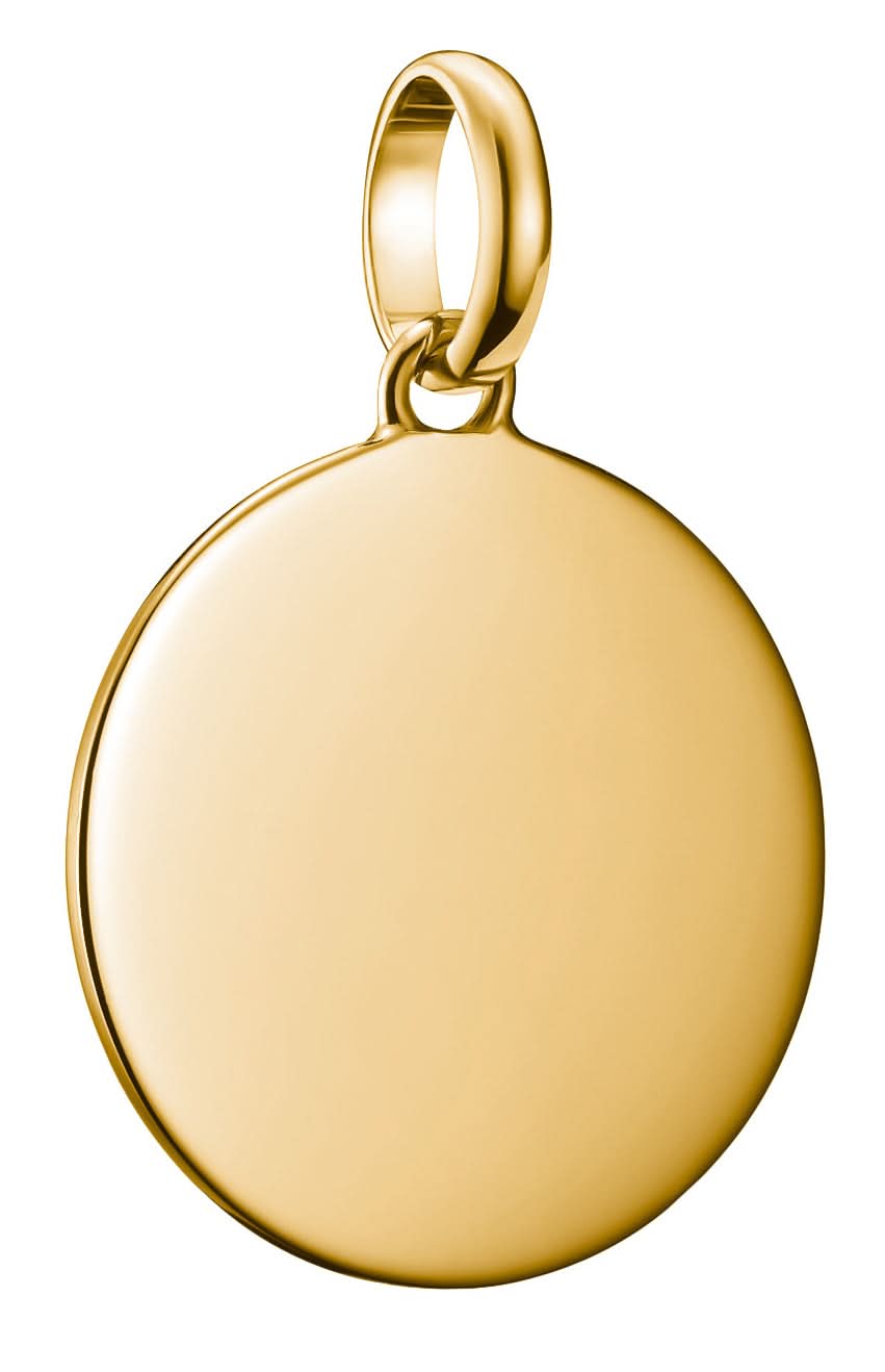 Colgante grande tipo moneda, chapado en oro, redondo con ojal
