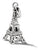 Charm de Torre Eiffel plateado con pasador lateral y detalles de rejilla con incrustaciones de piedras