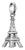 Charm Torre Eiffel plateado con ojal, filigrana y pequeñas piedras