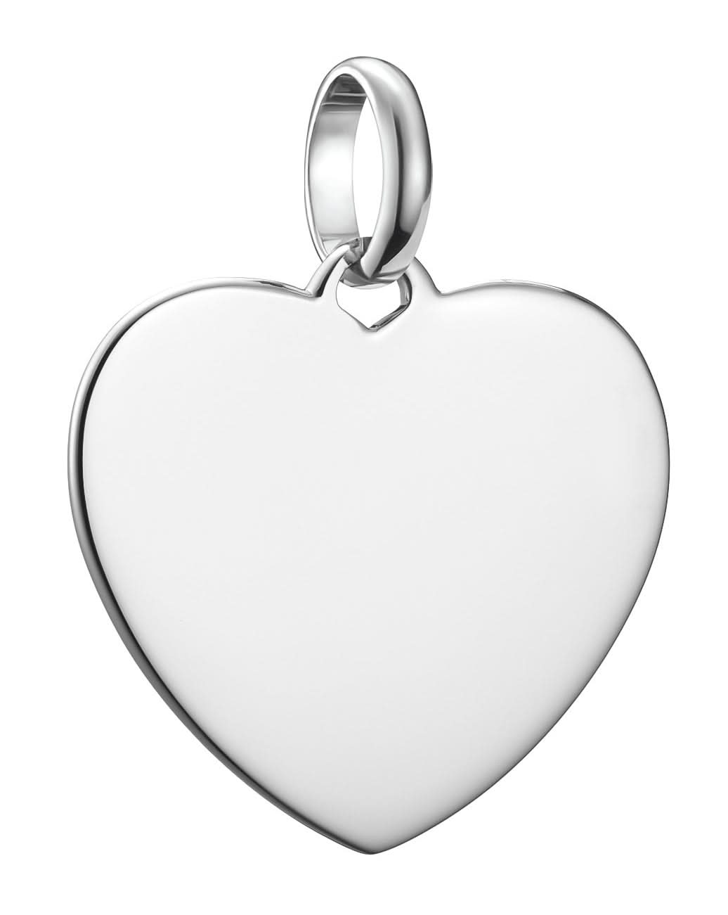 Charm colgante en forma de corazón de metal plateado con ojal