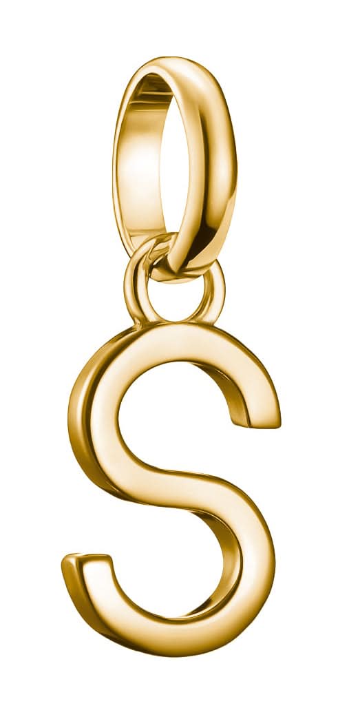 Colgante de charm chapado en oro con letra S y ojal