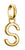 Colgante de charm chapado en oro con letra S y ojal