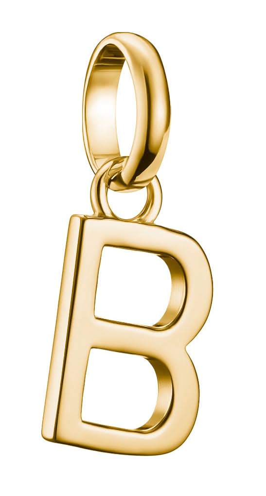 Colgante Charm bañado en oro con letra B y ojal