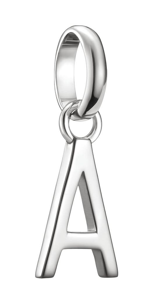 Colgante Charm de plata con letra A y ojal