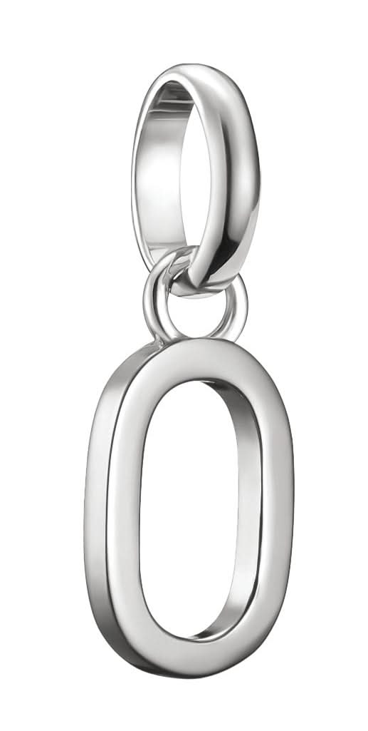 Colgante Charm de plata con letra O, asa curva para sujetar