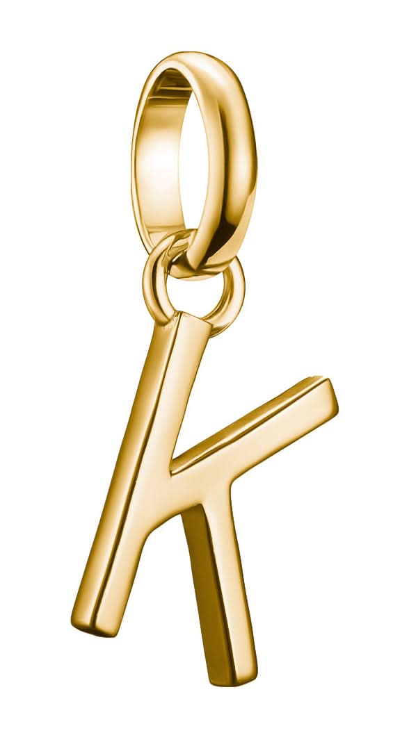 Colgante Charm K, chapado en oro, con ojal