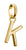 Colgante Charm K, chapado en oro, con ojal