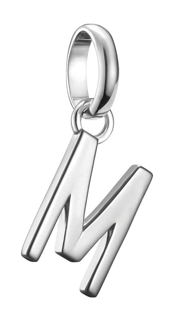 Colgante Charm de plata con letra M y ojal
