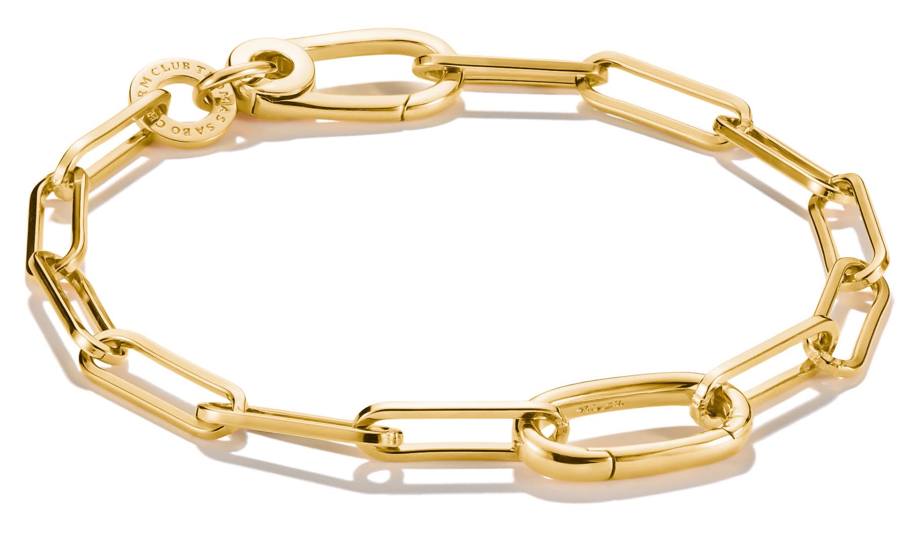 Pulsera con charm en tono dorado con eslabones de clip y cierre Connect.
