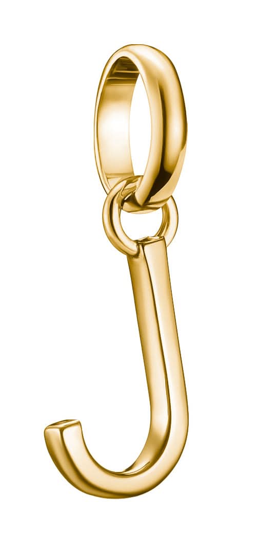 Colgante Charm chapado en oro letra J con ojal y anilla