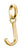 Colgante Charm chapado en oro letra J con ojal y anilla