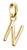 Colgante Charm bañado en oro con letra N, asa ovalada, contorno liso