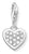 Colgante Charm de plata con corazón brillante de piedras centelleantes, con ojal y cadena