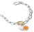 Pulsera de cadena de plata con cierre dorado y colgante de smiley (naranja/amarillo)