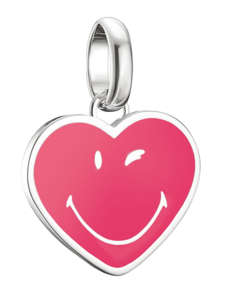 Colgante de corazón Thomas Sabo de plata con smiley rosa en el corazón