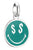 Charm de plata Thomas Sabo SMILEYWORLD®, Smiley redondo con símbolos de dólar sobre turquesa