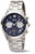 Reloj de pulsera para hombre Boccia con correa de metal plateada y esfera azul, cronógrafo