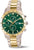 Pulsera de hombre con esfera verde, cronógrafo, correa de acero inoxidable dorada/plateada