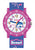 Reloj para niña con caja rosa, correa azul y esfera de delfín