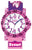 Reloj educativo para niñas con esfera rosa-morada, correa rosa, logo Scout