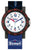 Pulsera infantil con correa textil azul, esfera redonda de aprendizaje y logo Scout