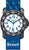 Reloj infantil con esfera redonda, bisel negro y correa textil azul, logo Scout.