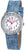 Reloj de niña con pulsera de mezclilla, caja redonda plateada y esfera multicolor