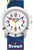 Reloj infantil con caja plateada, correa azul y esfera multicolor (Scout)