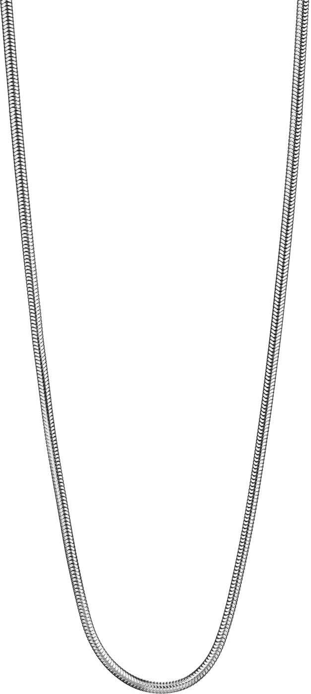 Collar de acero inoxidable con cadena fina de serpiente, eslabones redondos.