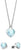 Collar de plata con colgante de corazón y pendientes a juego, corazón azul claro
