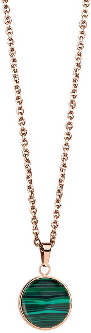 Collar de acero inoxidable con colgante redondo, cadena de eslabones plateada y disco turquesa