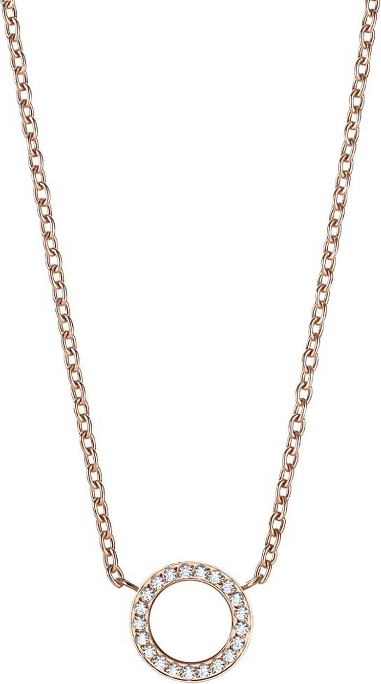 Collar de acero inoxidable con colgante redondo, piedras en círculo