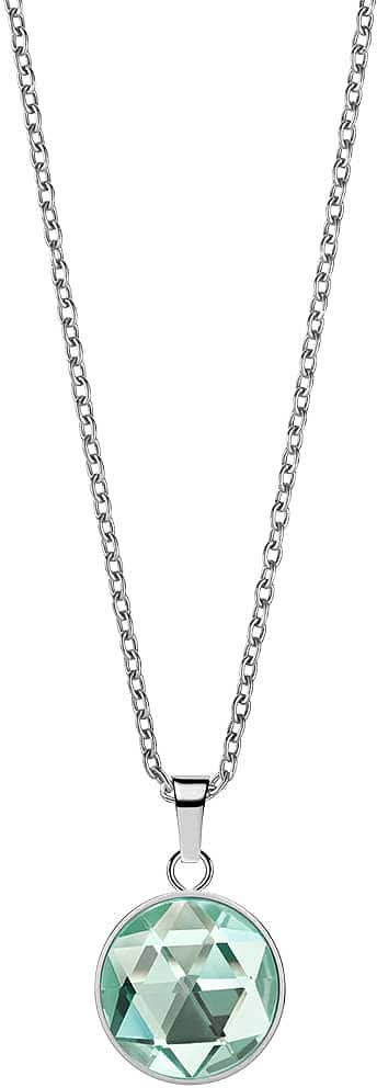 Collar de acero inoxidable con colgante redondo e incrustación facetada verde