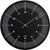 Reloj de pared Atlanta con esfera negra, marcadores de índice y manecillas plateadas, redondo