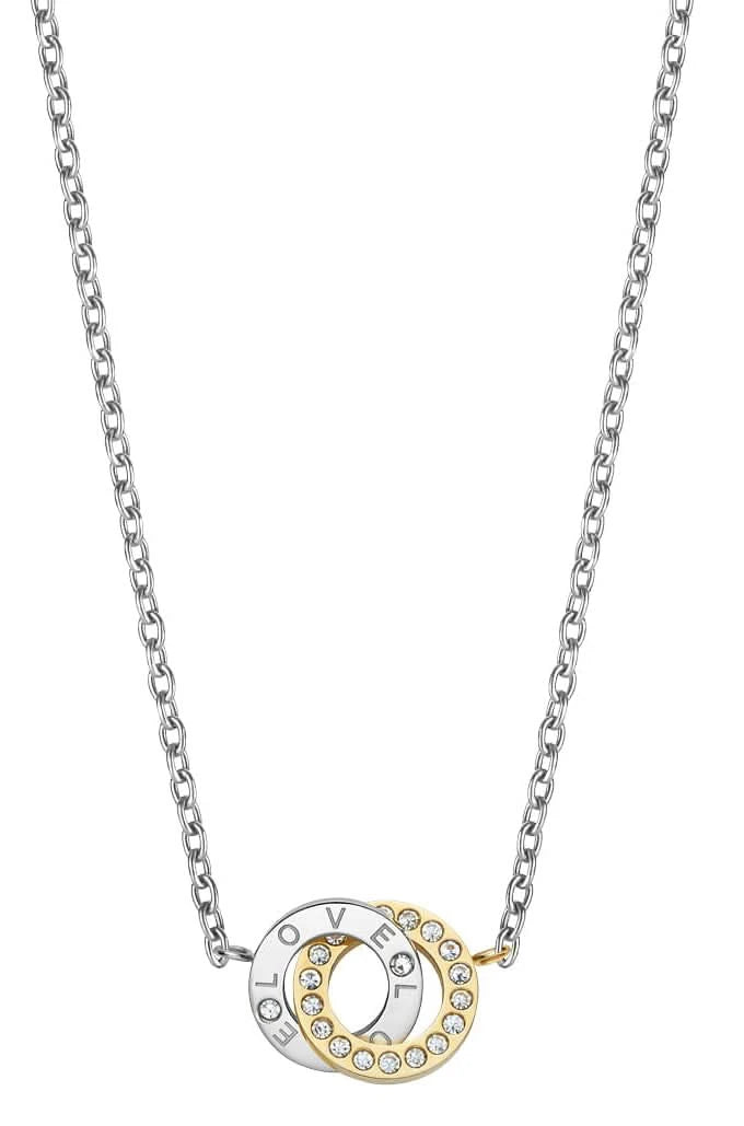 Bering collar con cadena plateada y colgante redondo con circonita