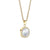 Collar con colgante dorado: piedra redonda de nácar con circonitas en círculo