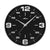 Wanduhr mit schwarzem Ziffernblatt, silberner Umrandung und arabischen Ziffern