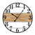 Runde Wanduhr, schwarzer Rahmen, Holzdekor-Ziffernblatt, arabische Ziffern